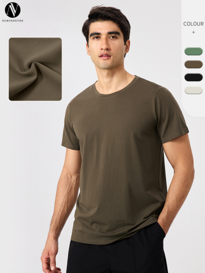 51235OEM & ODM Men's Loose Sports Short Sleeve Modal Cooling T-Shirt - Breathable Fitness Wear for Outdoor Activities, Quick-Dry Round Neck Running Top - Ideal for Wholesale & Sourcing Agents