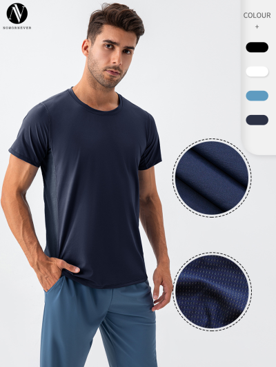 Men's Loose Fit Cooling Fitness T-Shirt - Breathable Quick-Dry Mesh Splicing for Sports & Training | OEM & ODM Activewear Wholesale Supplier31225