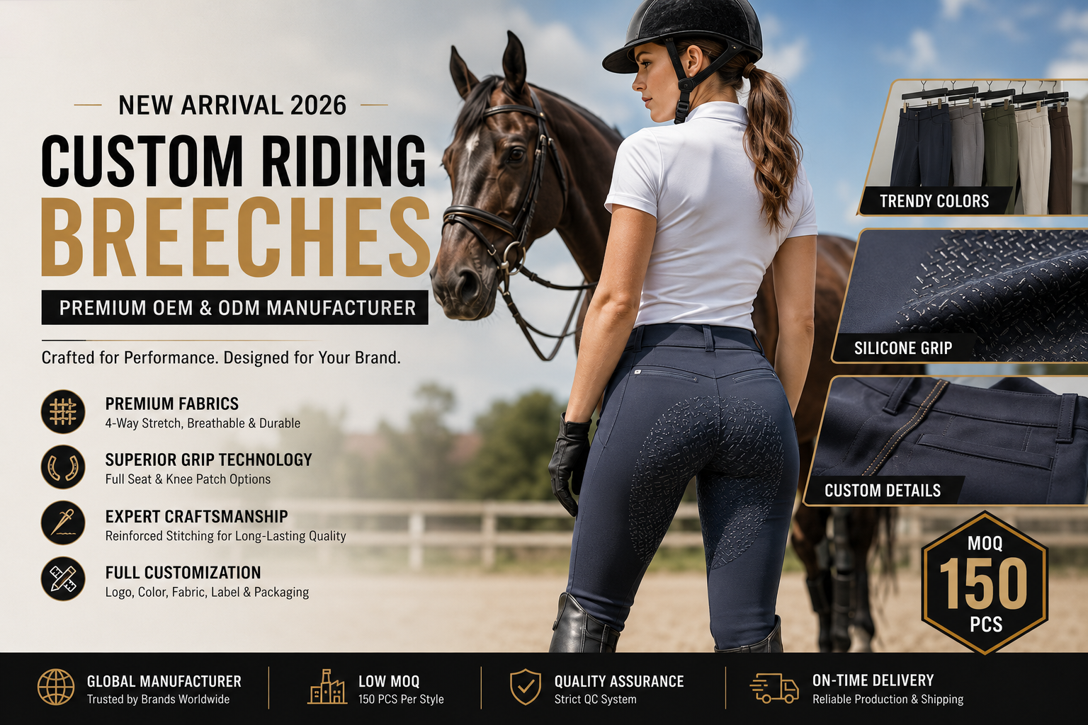 Custom Riding Breeches Trends 2026: How NOWORNEVER Supports Global Equestrian Brands with Premium OEM Manufacturing
