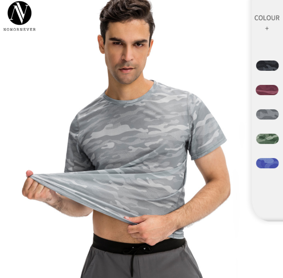 OEM & ODM Men's Sports Loose T-Shirt | Quick-Dry Breathable Camouflage Short Sleeve Top for Outdoor Gym Running | Special Offer for Wholesalers & Sourcing Agents01214