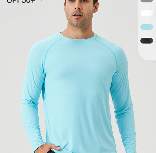 Men's Ice Silk Sun Protection Sports Long Sleeve T-Shirt - OEM & ODM Available for Wholesale & Sourcing Agents - Breathable Cooling Outdoor Running Fitness Top 41520