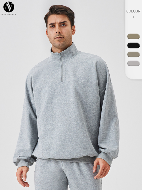 Men's Autumn/Winter Sports Hoodie - Loose Stand Collar, Half-Zip Long Sleeve for Casual Training | OEM, ODM, Wholesaling Available for Fitness Wear 41521