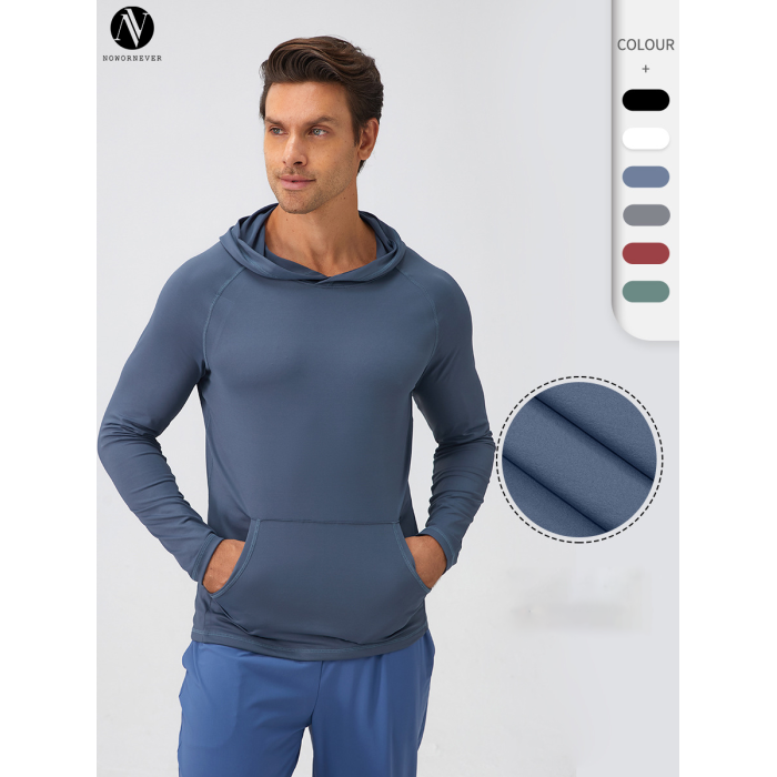 Wholesale Men's Autumn/Winter Sports Hoodie - Quick-Dry Moisture-Wicking Fitness Top, Slim-Fit Long Sleeve for Running & Training, OEM/ODM Services Offered - Style 31518