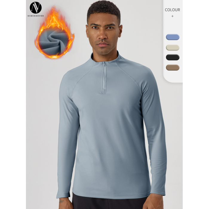 51526Custom OEM/ODM Men's Half-Zip Thermal Fleece-Lined Sportswear Manufacturing for Autumn Winter Running, Cycling & Outdoor Wear | Private Label & Bulk Supply for Global Wholesalers.