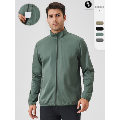 Custom Men's Autumn/Winter Activewear Jacket l 41611Stand collar, windproof, zippered long sleeve running & fitness top. We provide full-service OEM, ODM, OBM, JDM, private label, and contract manufacturing from our China base, partnering with global brands, wholesalers, importers, and distibutors