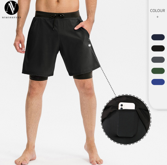 Men's Performance Athletic Shorts Wholesale Supplier for Gym & Workout Activewear Brands, Quick-Dry Two-in-One Design with Pockets, Custom Manufacturing & Bulk Production.11410