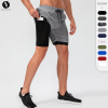 Men's Double Layer Fitness Shorts OEM/ODM/Wholesale Supplier | Quick-Dry Running Sports Pants Manufacturer with Earphone Hole for Brands & Importers | Custom ProductionD13014