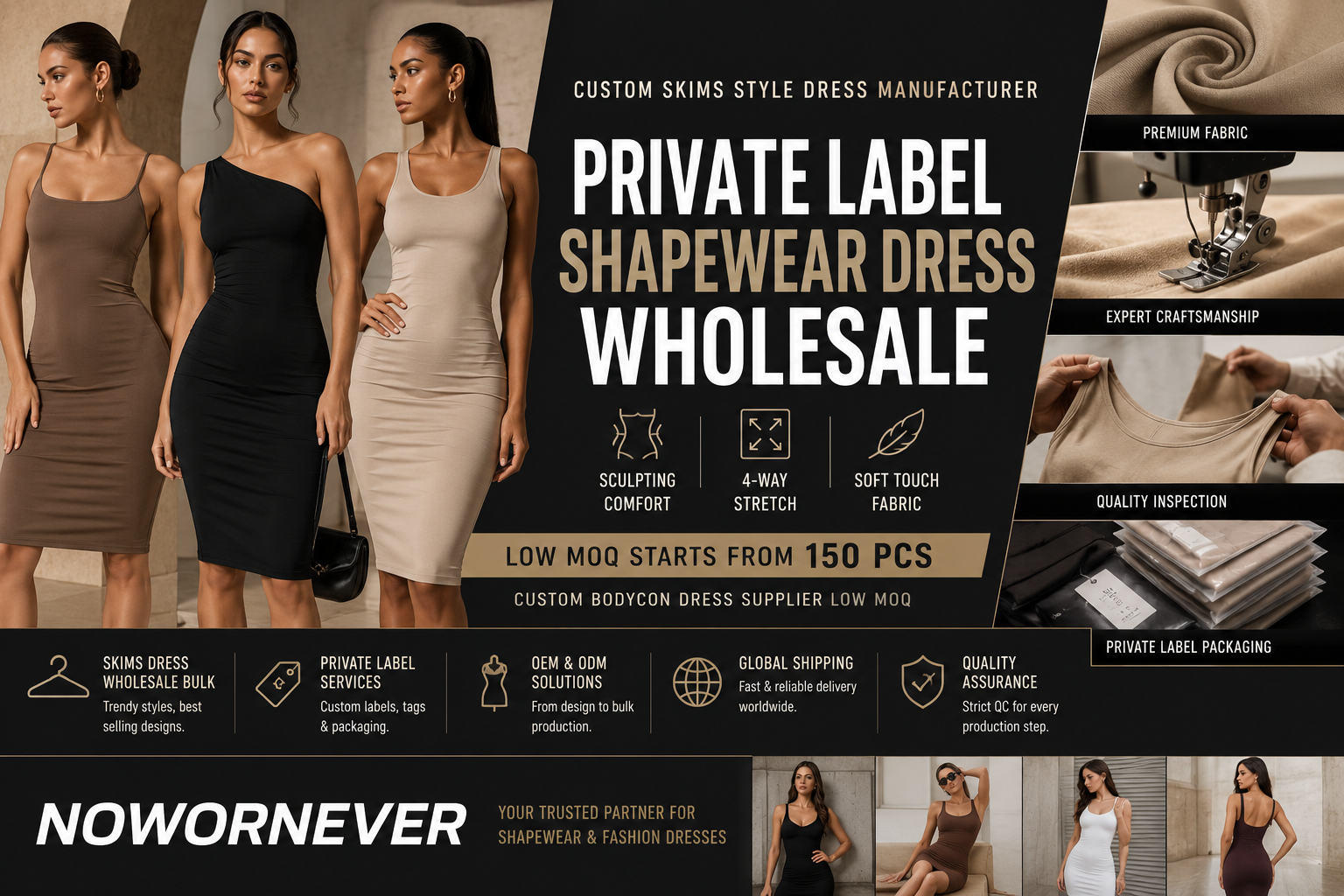 Custom Skims Style Dress Manufacturer | Private Label Shapewear Dress Wholesale Low MOQ