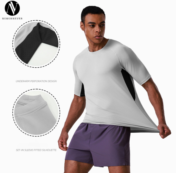 Men's Compression Fitness T-Shirt OEM ODM Manufacturer | Breathable Elastic Short Sleeve Sportswear for Wholesale BrandsAL68199