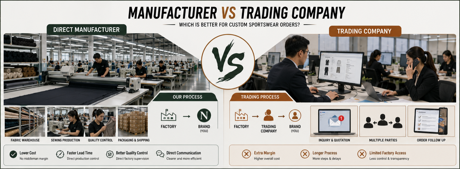 Sportswear Manufacturer vs Trading Company Which Is Better for Custom Sportswear Orders