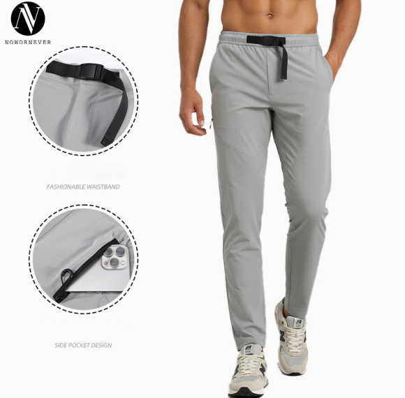 Technical Cargo Pants Men's Quick-Dry OEM ODM Apparel Supplier for Fitness Hiking Mountaineering with Zipper Belt Feature, Custom Manufacturing & Wholesale SupplyS1393
