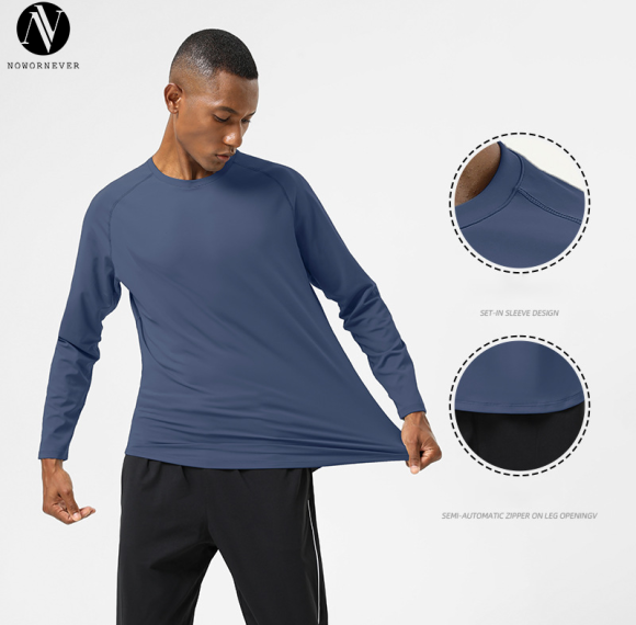 Men's Long Sleeve Fitness Shirt OEM ODM Wholesale Supplier for Running & Basketball Training Base Layers, Slim Fit Printable Athletic Apparel ManufacturerAL6841