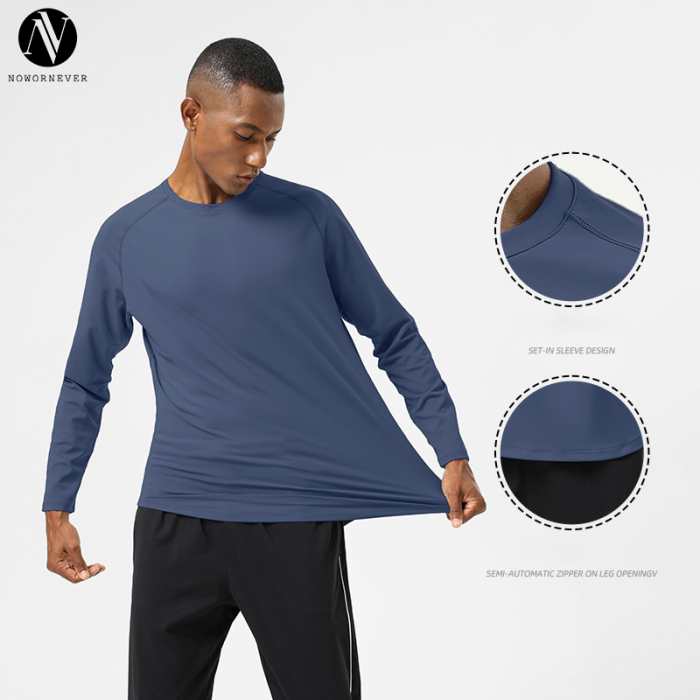 Men's Long Sleeve Fitness Shirt OEM ODM Wholesale Supplier for Running & Basketball Training Base Layers, Slim Fit Printable Athletic Apparel ManufacturerAL6841