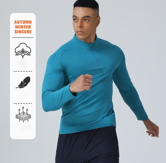 Half-Zip Fitness Running T-Shirt OEM ODM Manufacturer for Custom Long Sleeve Quick-Dry Breathable Sports Training Wear Wholesale Global Supply.AL68147
