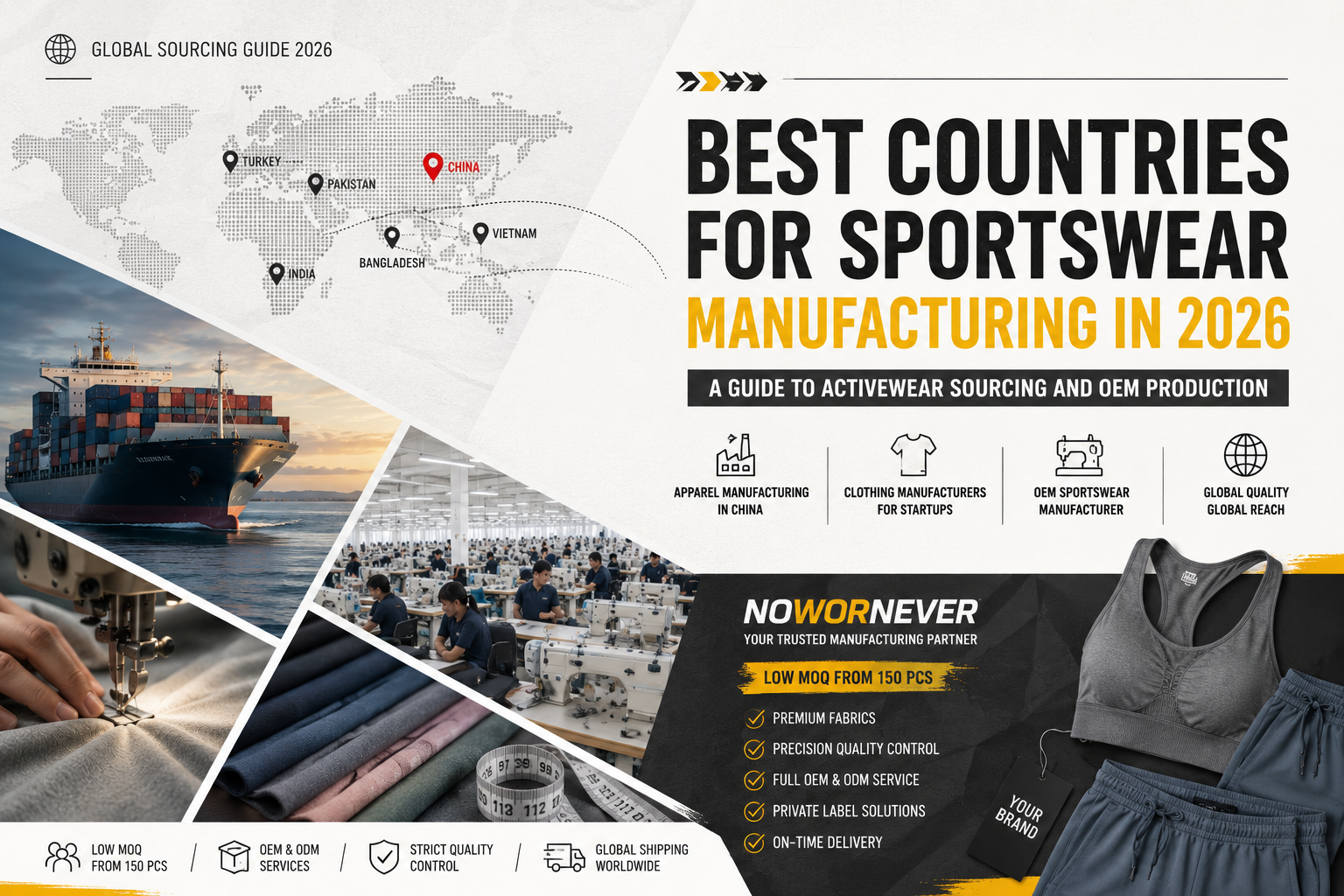 Best Countries for Sportswear Manufacturing in 2026: Apparel Manufacturing in China vs Global OEM Sportswear Manufacturer Options