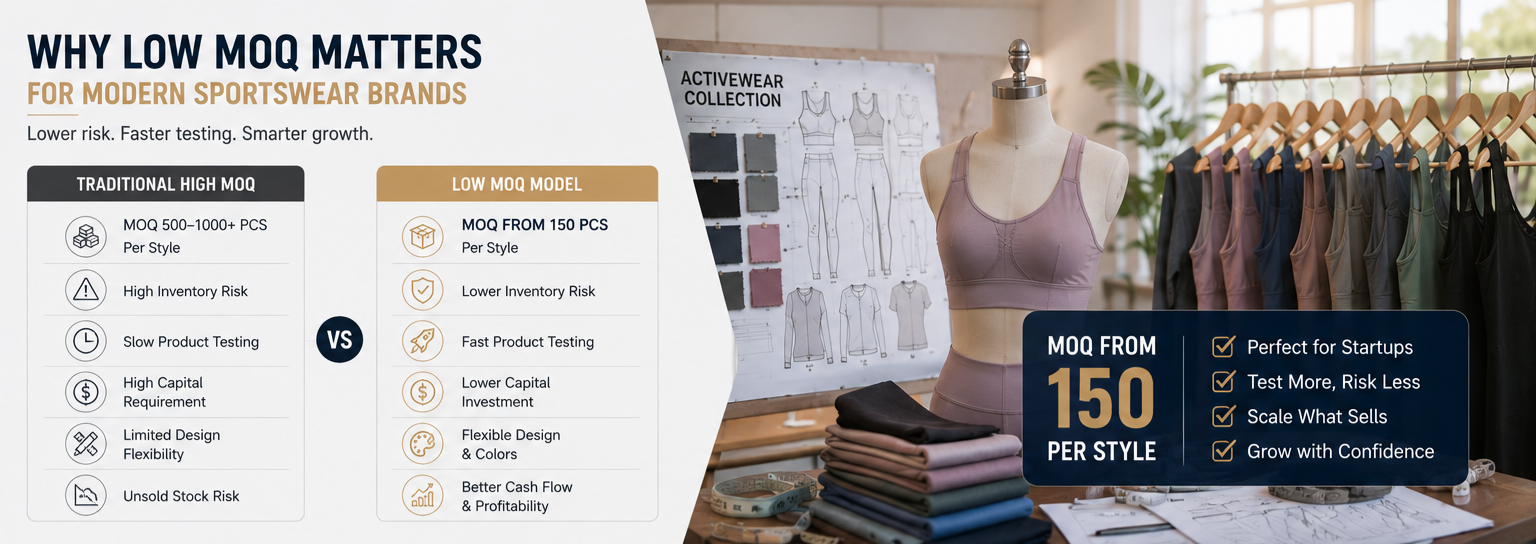 Low MOQ Clothing Manufacturer Trends in 2026 Why Brands Are Choosing Small Batch Clothing Manufacturers and Low MOQ Activewear Manufacturer Partners