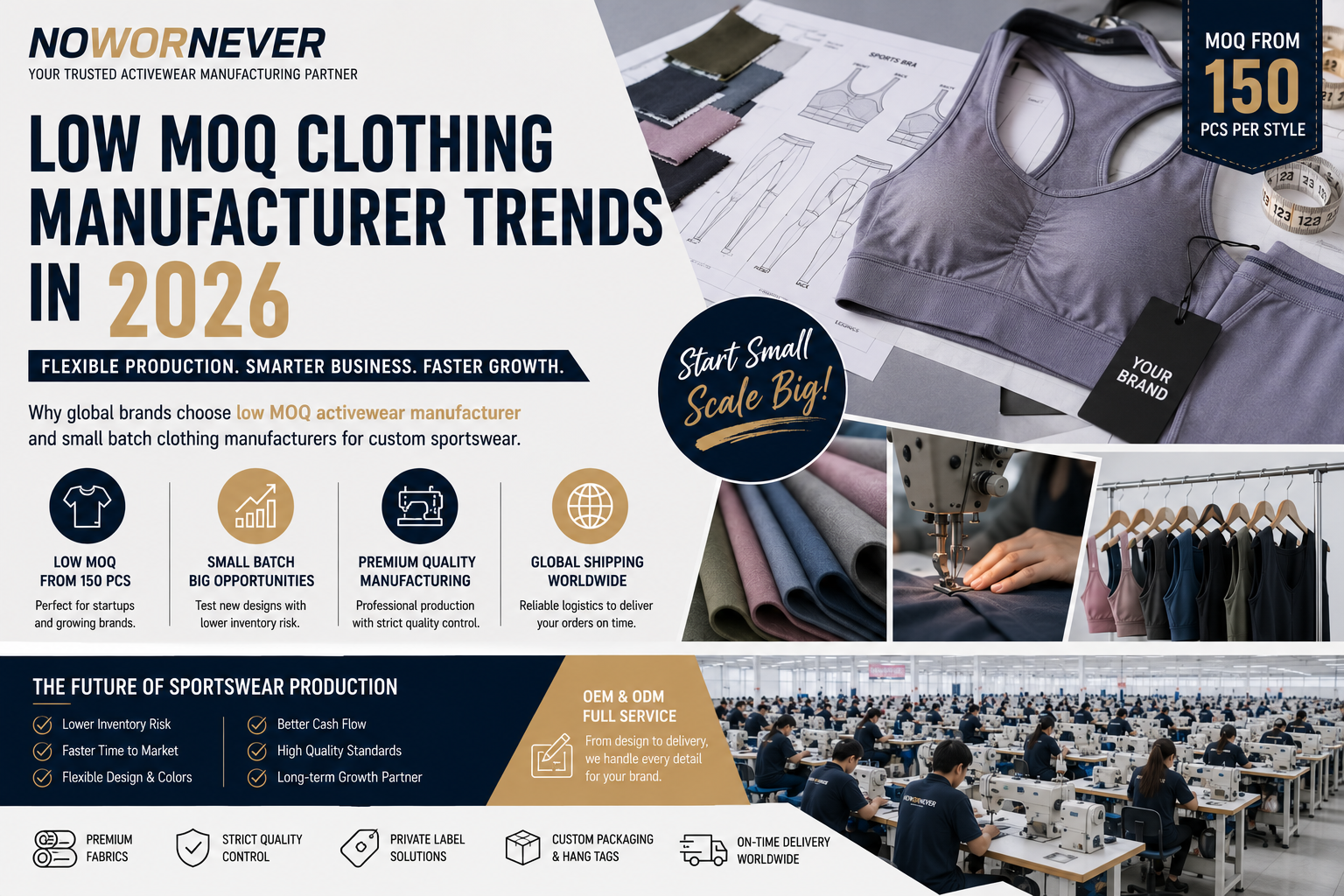 Low MOQ Clothing Manufacturer Trends in 2026: Why Brands Are Choosing Small Batch Clothing Manufacturers and Low MOQ Activewear Manufacturer Partners