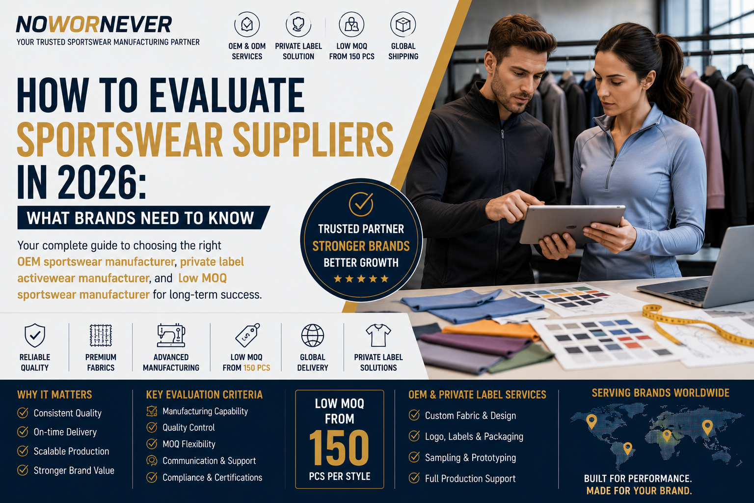 How to Evaluate Sportswear Suppliers in 2026: Choosing the Right OEM Sportswear Manufacturer, Private Label Activewear Manufacturer, and Low MOQ Sportswear Manufacturer