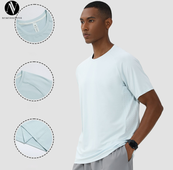 OEM ODM Wholesale Manufacturer of Men's Quick-Dry Running Sports T-Shirts | High-Elastic, Breathable, Perforated Armpit Fitness Apparel Supply for BrandsAL68105