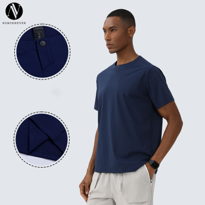 Men's Henley Neck Sports T-Shirt OEM ODM Custom Manufacturing UV Protection Quick-Dry Durable Activewear Fitness Apparel Factory Direct Wholesale Supplier68117