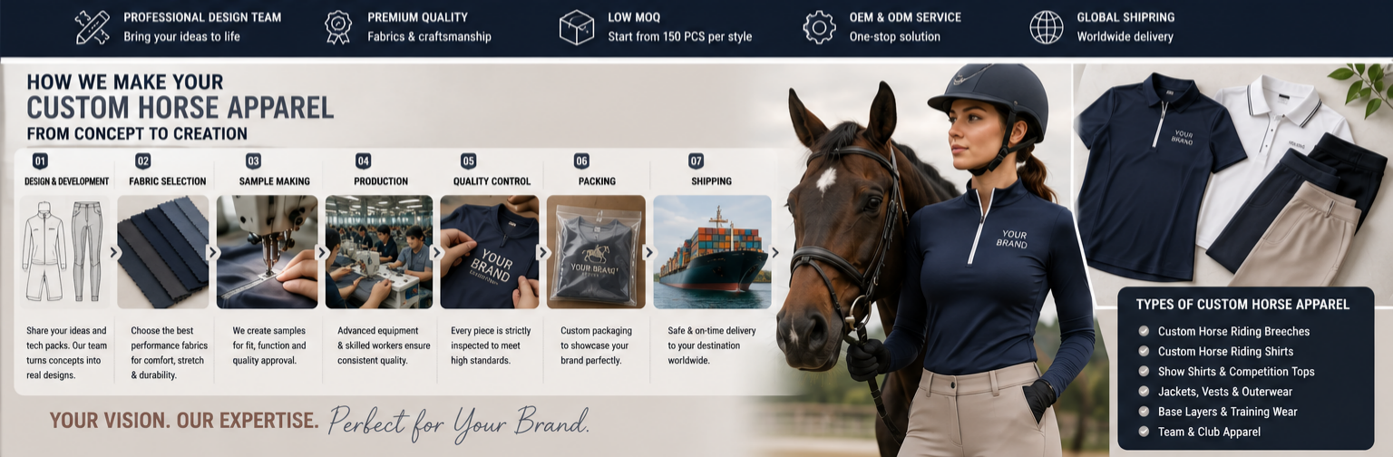 Custom Horse Riding Breeches & Custom Horse Apparel The Complete Guide to Custom Horse Riding Shirts and Equestrian Clothing Manufacturing