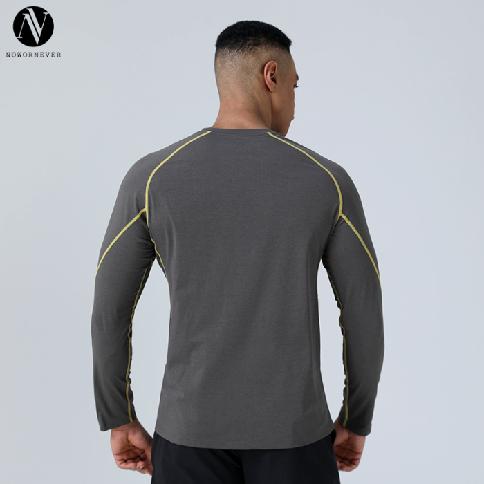 Men's Outdoor Sports Quick-Dry Long Sleeve Top OEM ODM Wholesale Manufacturer for Running & Cycling Apparel, Sorona Breathable Fitness Jersey ProductionAL68137