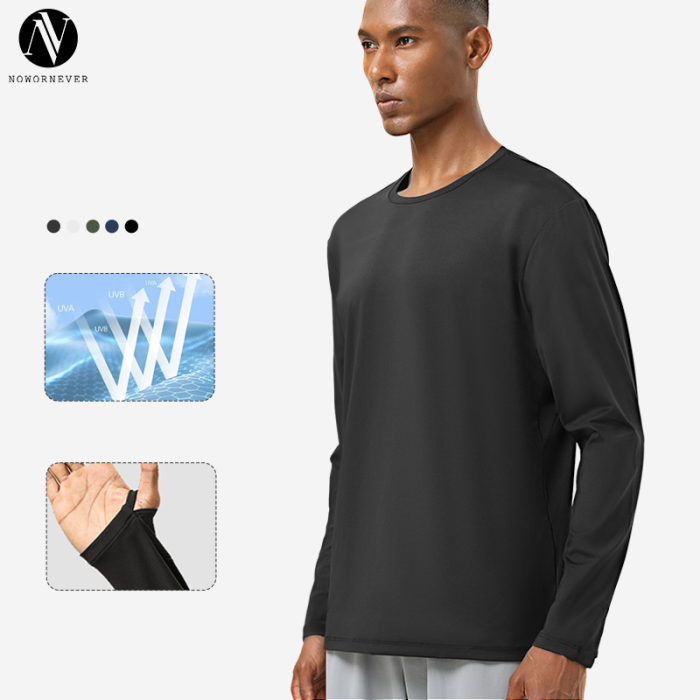 Men's Long Sleeve Running T-Shirt OEM ODM Wholesale Manufacturer for High-Elastic Thumbhole Fitness Training Wear Bulk Supply.AL16837