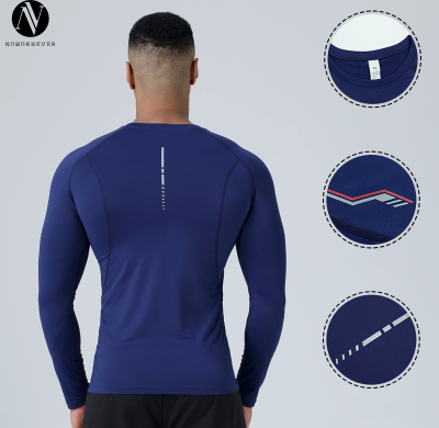 Men's Grid Fleece Compression Long Sleeve Top OEM/ODM Wholesale Supplier for Warm Breathable Fitness Activewear Brands.AL68131