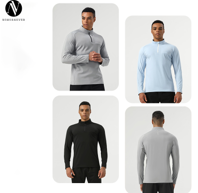 Men's Running Long Sleeve Top Wholesale Private Label Supplier for Stand Collar Half-Zip High-Elastic Nylon Sportswear Contract ManufacturingAL16883