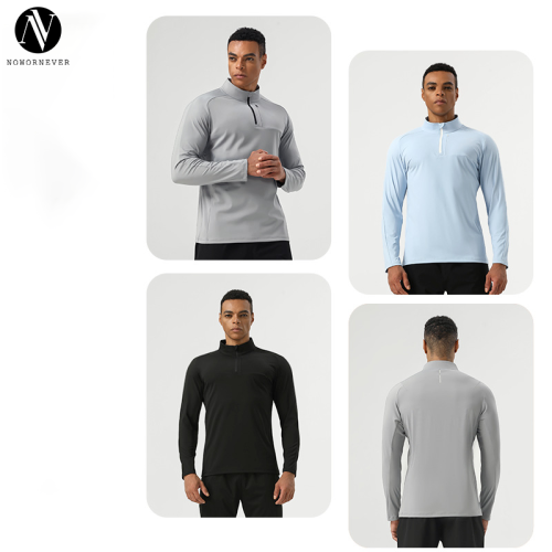Men's Running Long Sleeve Top Wholesale Private Label Supplier for Stand Collar Half-Zip High-Elastic Nylon Sportswear Contract ManufacturingAL16883