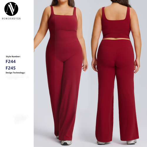 Plus Size Straight-Leg Yoga Set | OEM ODM Activewear Manufacturer & Wholesale Supplier for Women's High-Stretch, Quick-Dry Gym & Outdoor Fitness WearF244-245plus