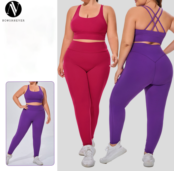 Plus Size Women's Sportswear Set | OEM/ODM Custom Activewear Manufacturer & Wholesale Supplier of Nude-Feel, High-Stretch Yoga & Gym Wear Outfits for BrandsF219-220