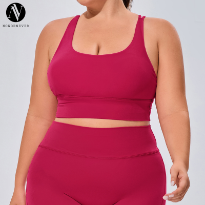 Plus Size Shockproof Sports Bra OEM ODM Wholesale Supplier for Nude-Feel Brushed Stretchy Racerback Yoga Gym Fitness Activewear Custom ManufacturingF220