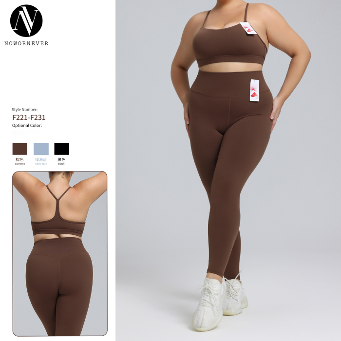 Plus Size Lycra Yoga Set OEM/ODM Manufacturer for Women's Slim Fit Activewear & Gym Fitness Suits, Wholesale Supply for Brands & Distributors.F231-221