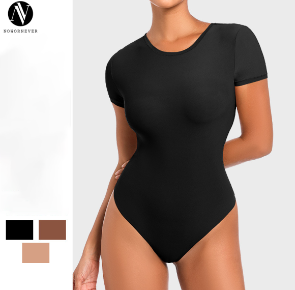 Tummy Control Shapewear Bodysuit Wholesale Supplier | OEM/ODM Double Layer Short Sleeve Body Shaping Apparel Manufacturer for Brands & Global DistributionMT000327