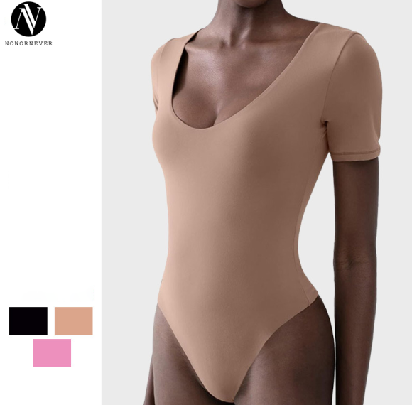 OEM ODM Wholesale Plus Size Body Sculpting Bodysuit Supplier | Short Sleeve Tummy Control Butt-Lift Shapewear for Brands, Retailers & DistributorsMT000445.