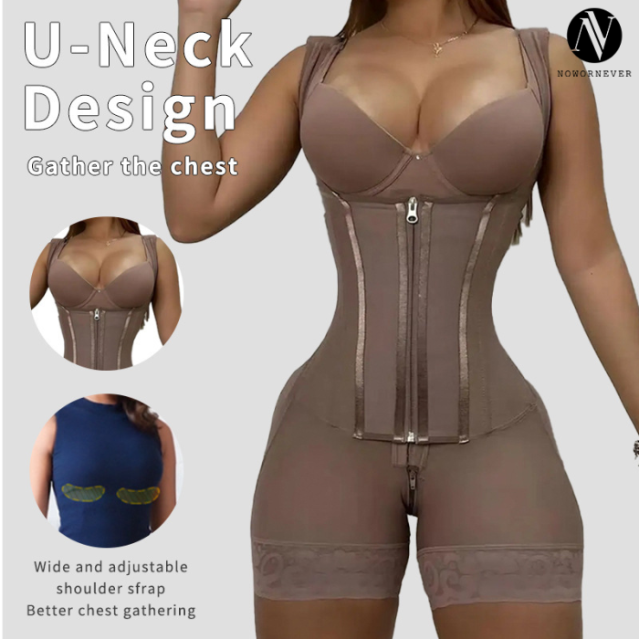 Plus Size Full Body Shapewear Bodysuit OEM ODM Wholesale Manufacturer | Firm Control, Tummy & Butt Lift, Hook-and-Eye Zipper Custom Private Label Production for Apparel BrandsQW0014