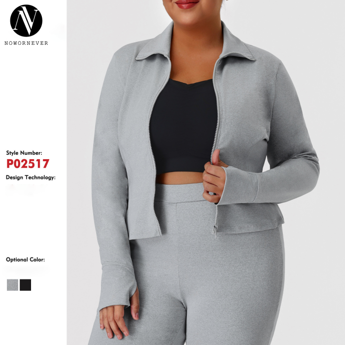 Plus Size Yoga Jacket OEM/ODM Manufacturer, Fall/Winter Warm Long Sleeve Sports Top for Brands & Wholesalers, Custom Activewear ProductionP02517