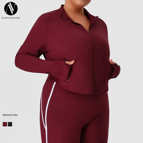 Sourcing Agent & ODM Supplier for Plus Size Stand Collar Windproof Yoga Jackets | Contract Manufacturing of Sports & Gym Fitness Wear with Custom DesignP02527-W