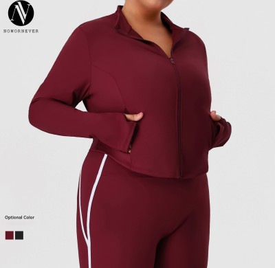 Sourcing Agent & ODM Supplier for Plus Size Stand Collar Windproof Yoga Jackets | Contract Manufacturing of Sports & Gym Fitness Wear with Custom DesignP02527-W
