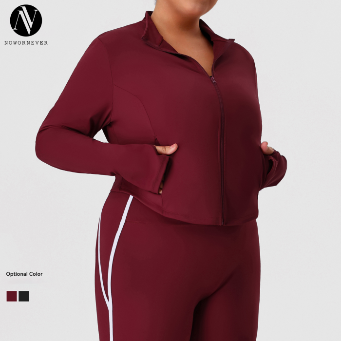 Sourcing Agent & ODM Supplier for Plus Size Stand Collar Windproof Yoga Jackets | Contract Manufacturing of Sports & Gym Fitness Wear with Custom DesignP02527-W