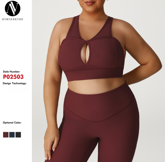 Plus Size Ribbed Sports Bra Manufacturer & OEM/ODM Supplier for High Support Yoga & Gym Activewear, Wholesale & Private Label ProductionP02503-W.