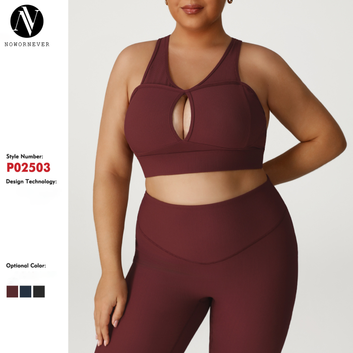 Plus Size Ribbed Sports Bra Manufacturer & OEM/ODM Supplier for High Support Yoga & Gym Activewear, Wholesale & Private Label ProductionP02503-W