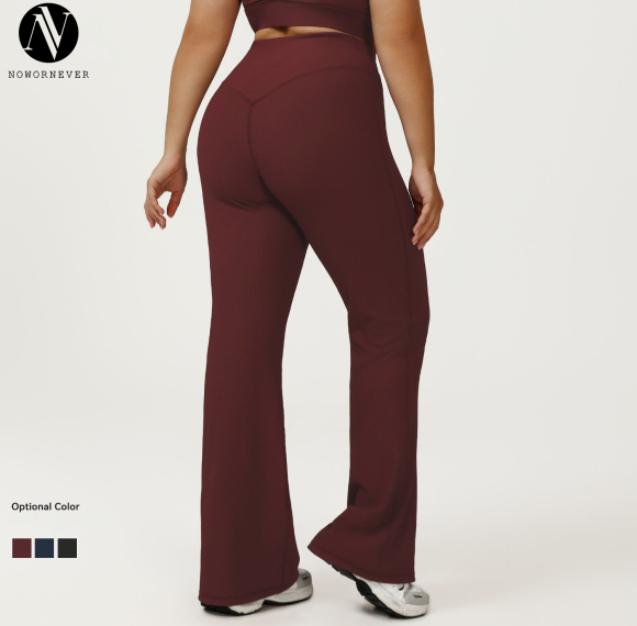 Custom Flared Yoga Leggings Manufacturer & Bulk Wholesaler – High-Waist Ribbed Sculpting Plus Size Bootcut ODM Activewear Supply for Brands, Agents & Supermarkets.P02503-L