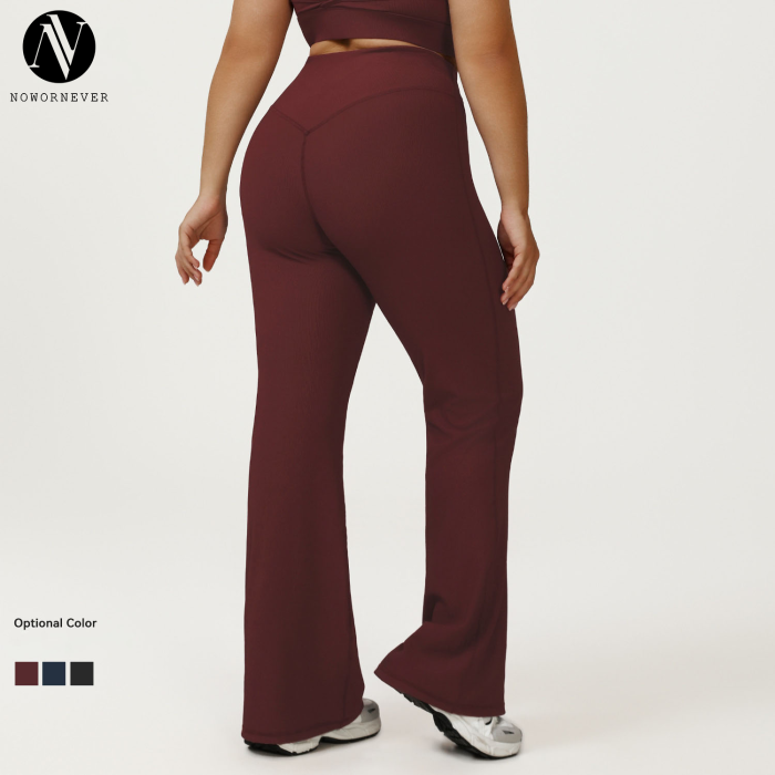 Custom Flared Yoga Leggings Manufacturer & Bulk Wholesaler – High-Waist Ribbed Sculpting Plus Size Bootcut ODM Activewear Supply for Brands, Agents & Supermarkets.P02503-L