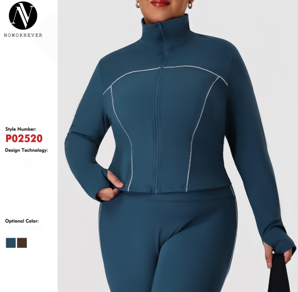 Plus Size Long Sleeve Activewear Top OEM & ODM Manufacturer for Fall/Winter Slim Fit Gym & Outdoor Wear Wholesale SupplyP02520-W