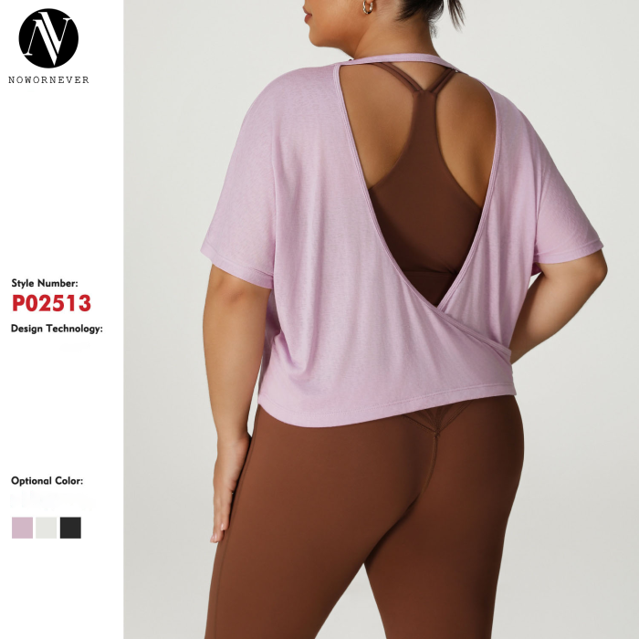 3/4 Sleeve Plus Size Sports Top Manufacturer | OEM ODM Wholesale Women's Workout Tunic & Gym Yoga Apparel for Custom ProductionP02513
