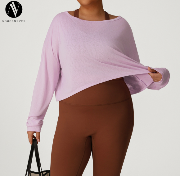 Plus Size Jacquard Yoga T-Shirt for Women - OEM ODM Wholesale Manufacturer of Breathable Euro-American Fit Activewear & Gym Apparel for Brands & Distributors.P02514