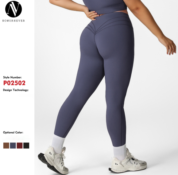 Plus Size Nude-Feel Fitness Leggings Manufacturer & OEM Supplier for Activewear Brands, offering High-Waist Butt-Lift 7/8 Length Yoga Pants Wholesale.P02502-P