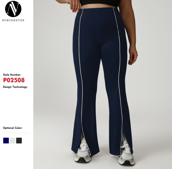 OEM ODM Manufacturer: High-Waist Plus Size Casual Flared Pants, Custom Color Block Slimming Workout & Yoga Activewear for Brands & WholesalersP02508